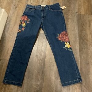 Dittos Blue Floral Embroidered Jeans